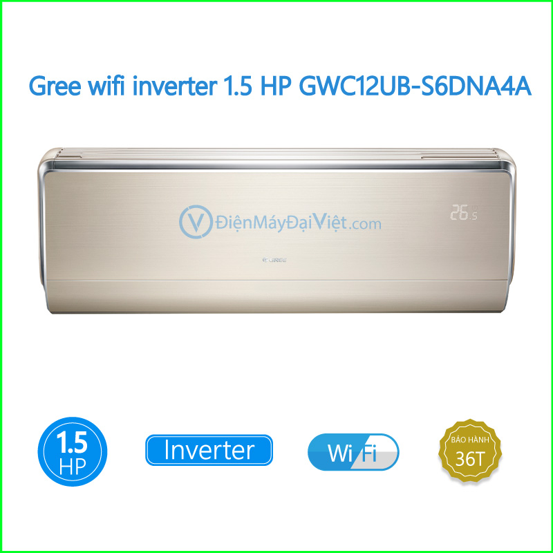 Máy lạnh Gree wifi inverter 1.5 HP GWC12UB S6DNA4A