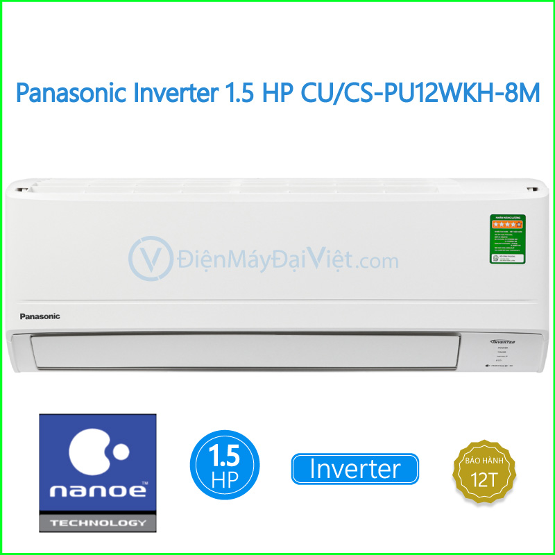 Máy lạnh Panasonic Inverter 1.5 HP CUCS PU12WKH 8M