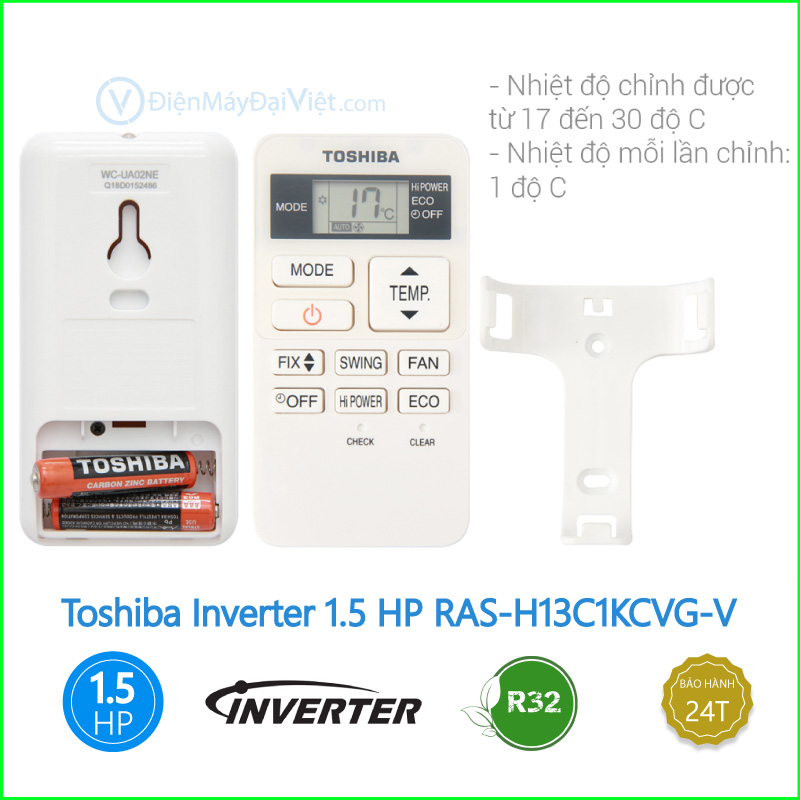 Máy lạnh Toshiba Inverter 1.5 HP RAS H13C1KCVG V 2
