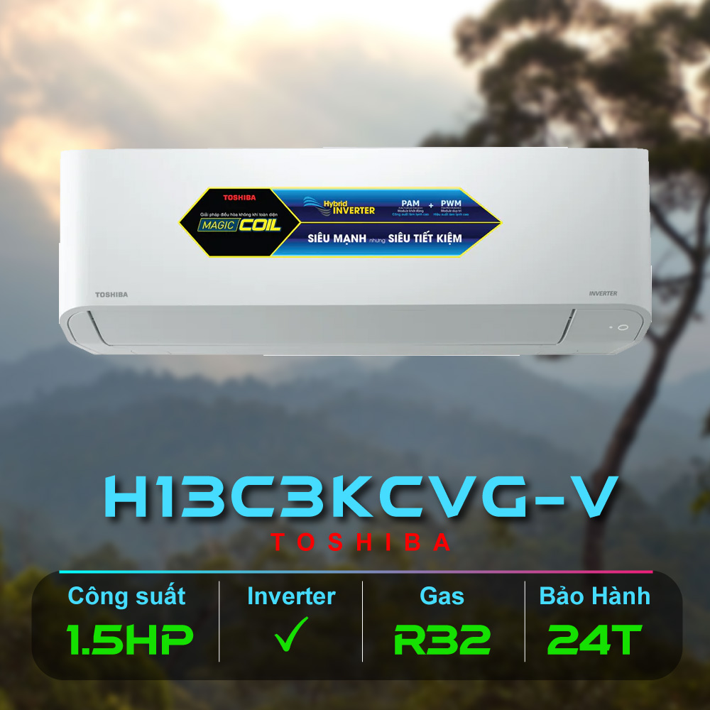 May lanh Toshiba Inverter 1.5 HP RAS H13C3KCVG V Chinh Hang