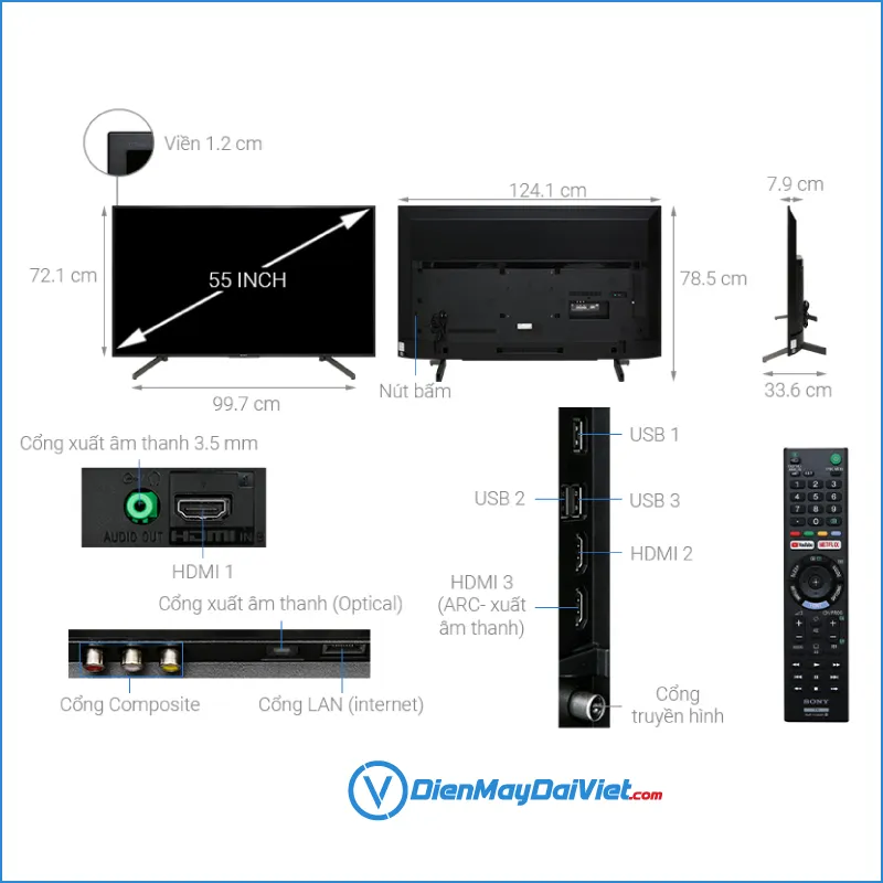 Smart Tivi Sony 55 inch 55X7000G 4KVALinux60Hz 2
