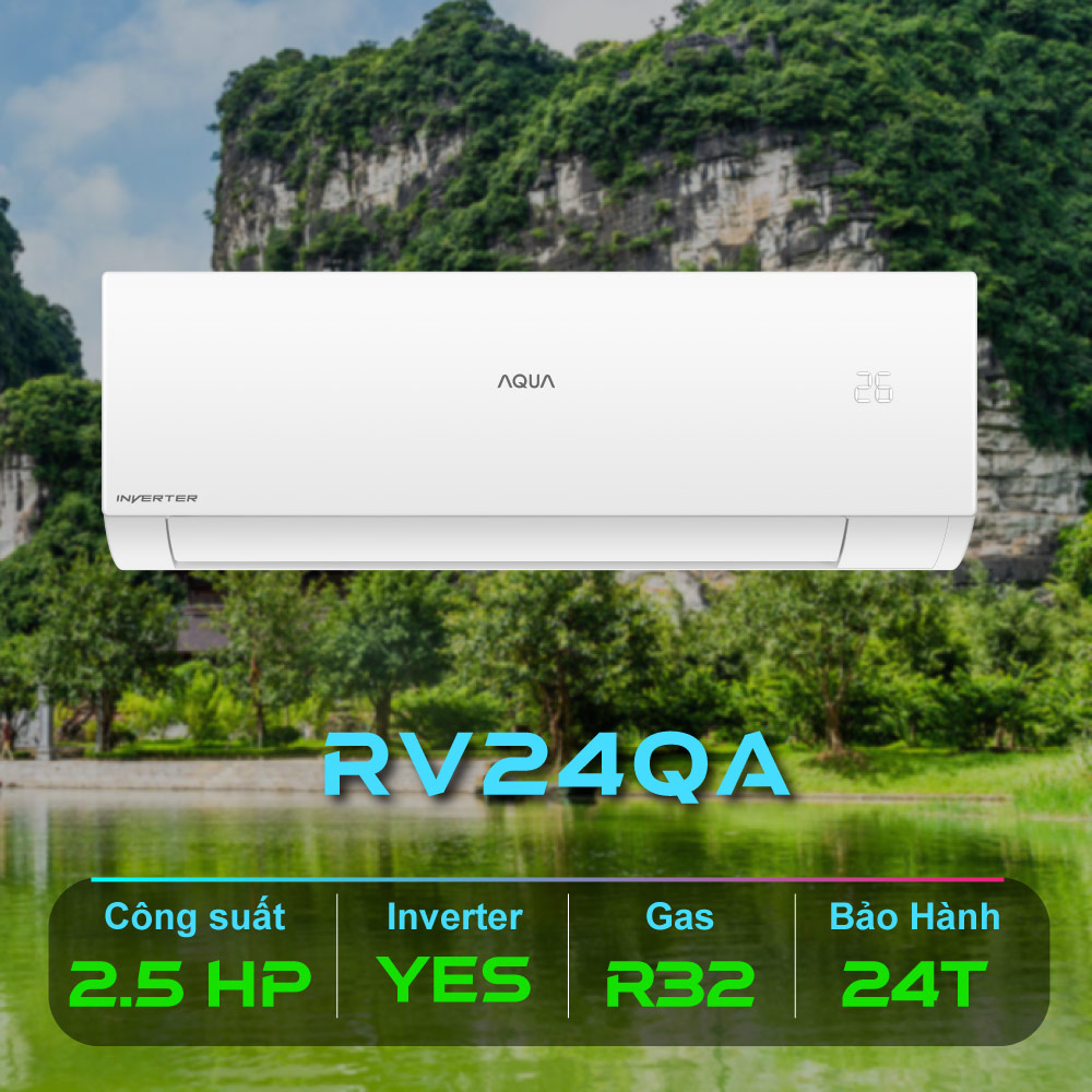 May Lanh Aqua Inverter 2.5 HP RV24QA Chinh Hang Gas R32Model 2023
